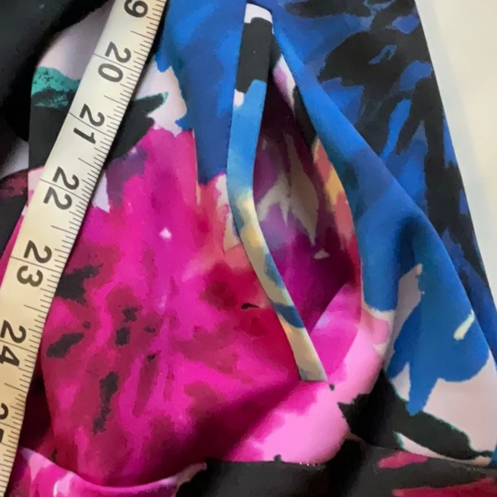 Katherine H Floral Fit & Flare Dress Petite 12 NWT Pink Blue Sleeveless - Picture 10 of 10